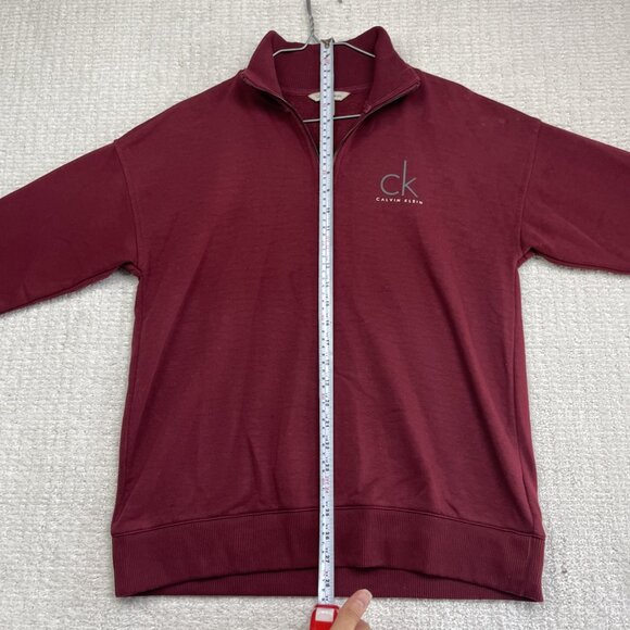 Calvin Klein 1/4 Zip Sweater Mens S Cotton Maroon Knit Mock Neck Pullover Read - Picture 12 of 16